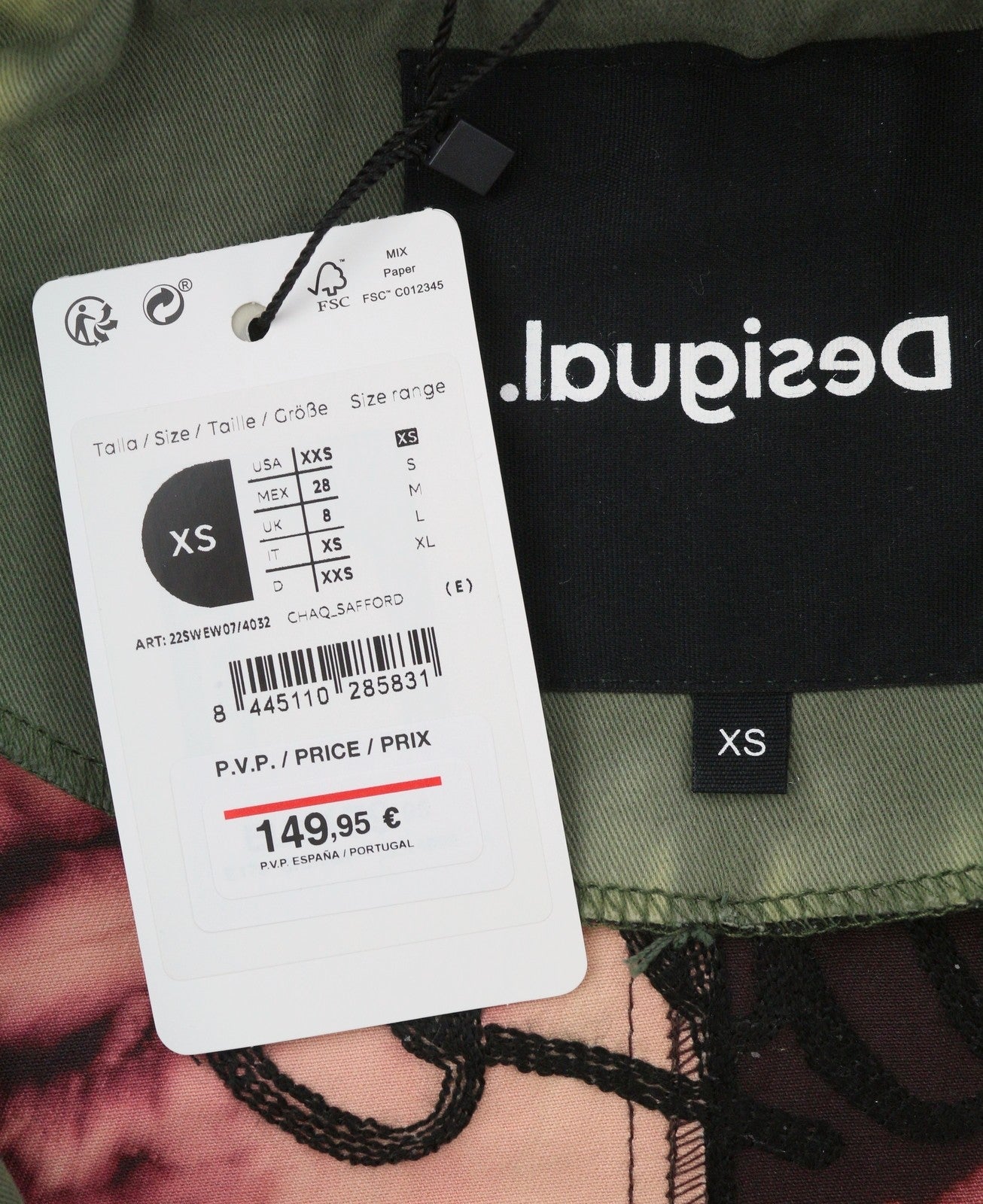 Desigual Chaq Safford Women Jacketgreen Patterned Hooded Lightweight Mid