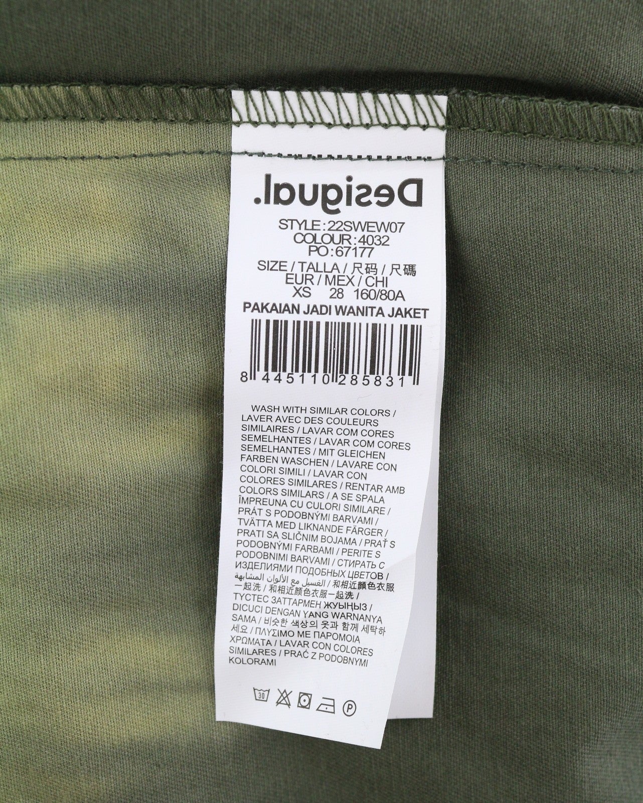 Desigual Chaq Safford Women Jacketgreen Patterned Hooded Lightweight Mid