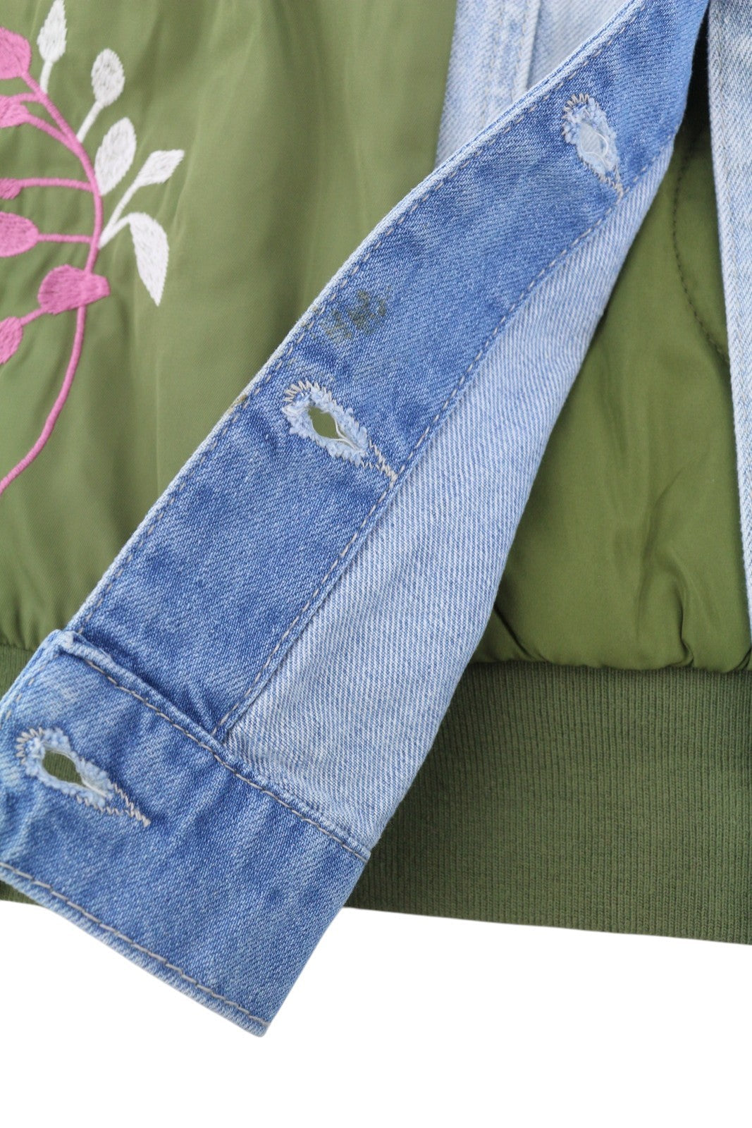 Desigual Chaq New Port Beach Giacca da donna in denim con foglie ricamate abbottonata