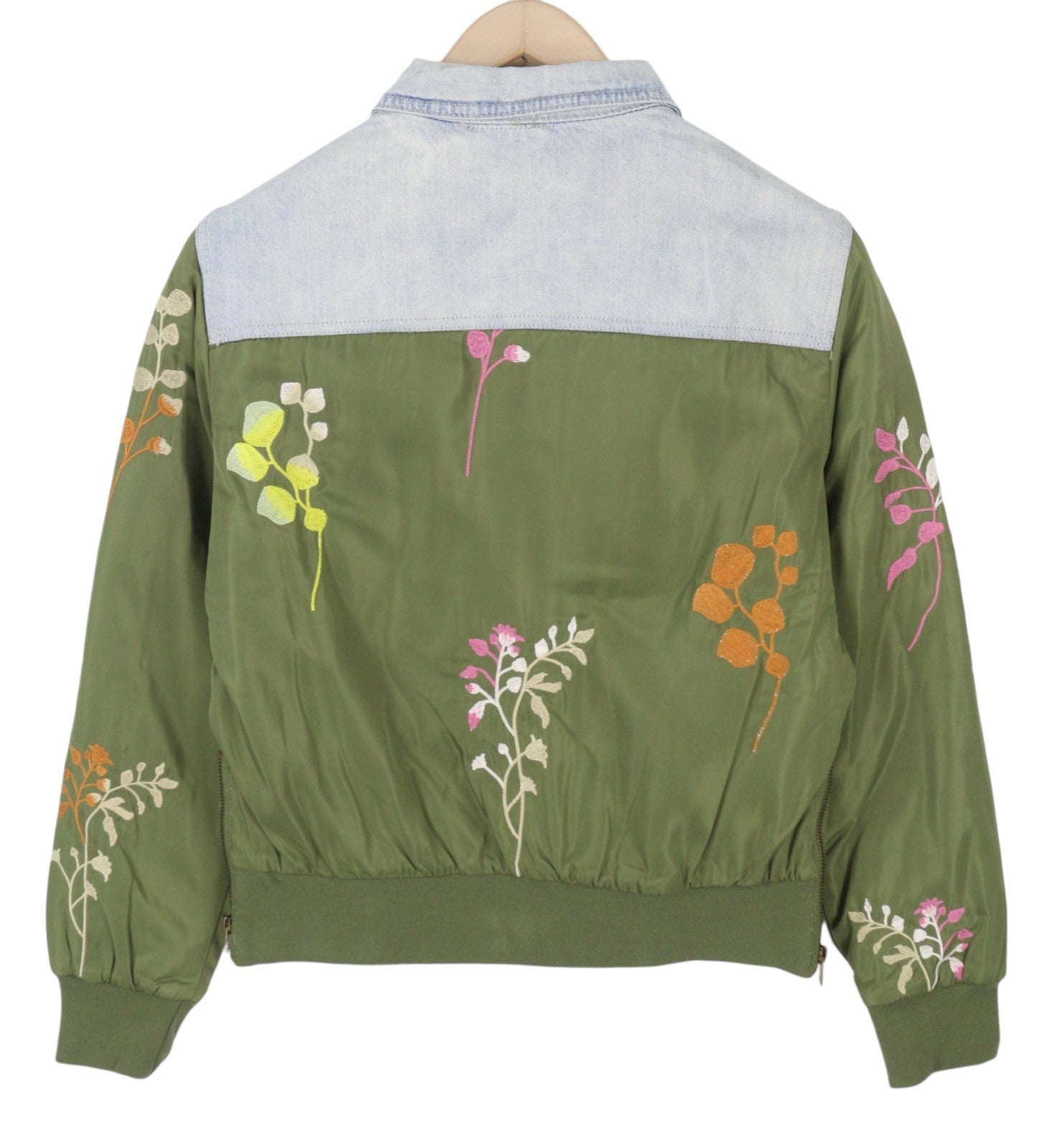 Desigual Chaq New Port Beach Giacca da donna in denim con foglie ricamate abbottonata