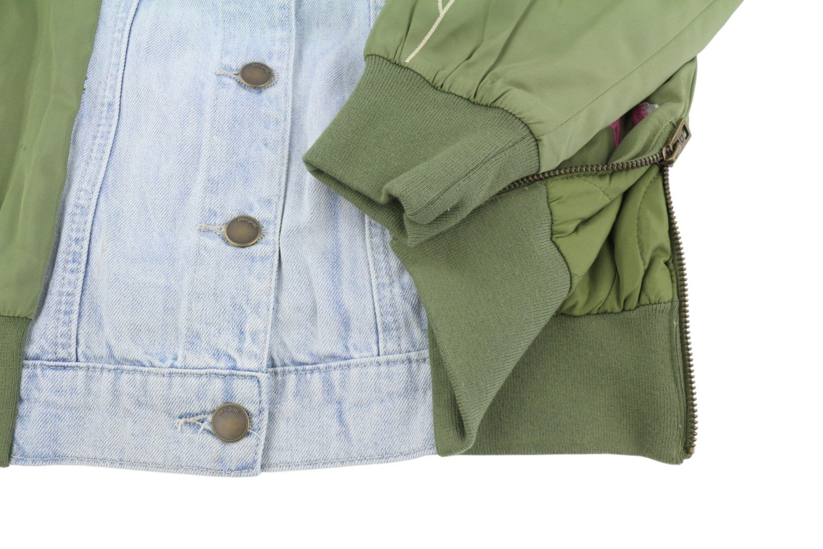 Desigual Chaq New Port Beach Giacca da donna in denim con foglie ricamate abbottonata
