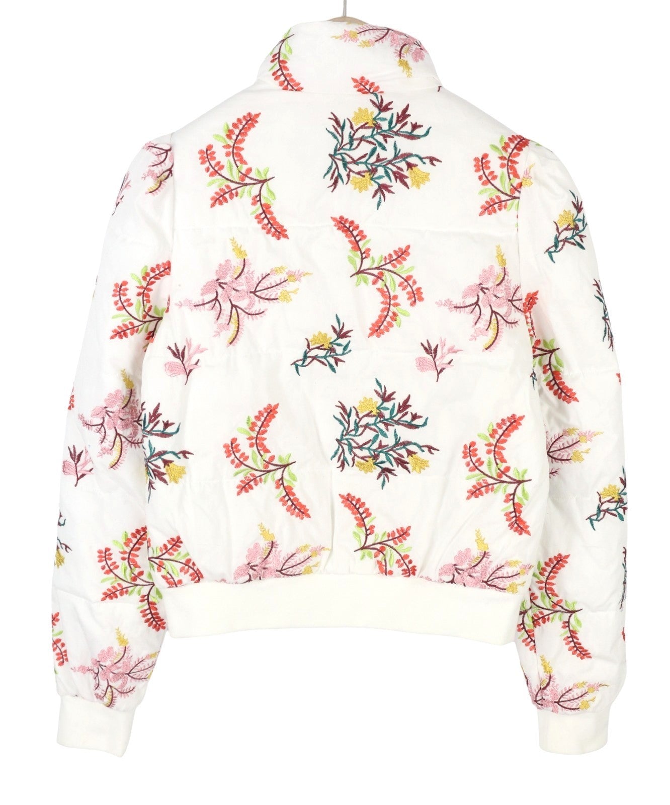 Desigual Padded Nicole Giacca da donna con foglie ricamate bianche Full Zip