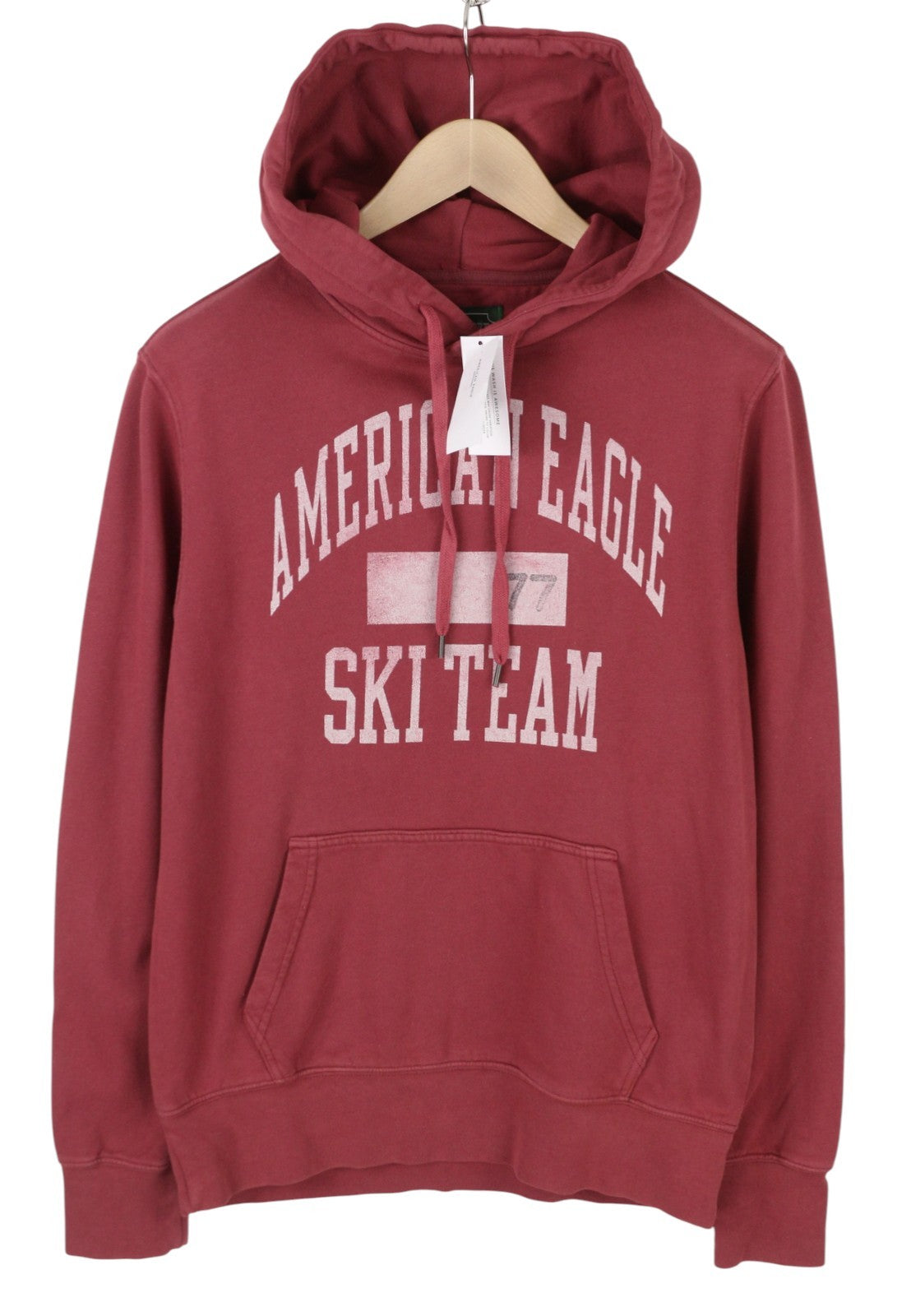 American Eagle Outfitters Uomo Felpa con cappuccio rossa Tasca a marsupio oversize da indossare