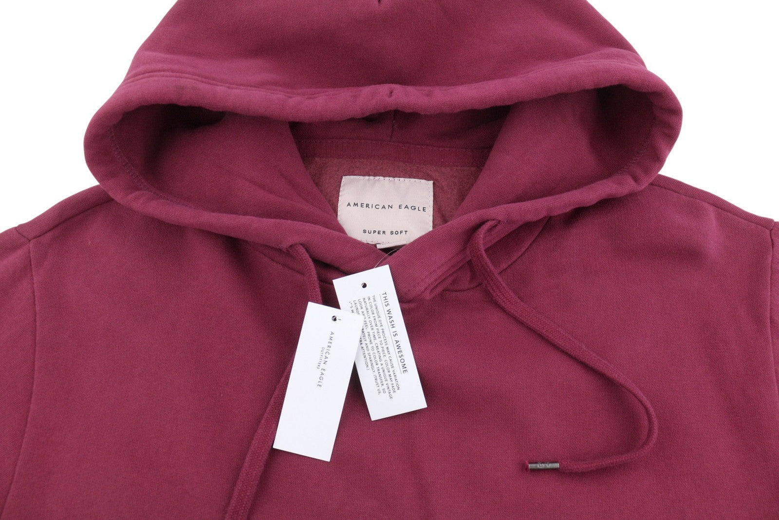 Felpa con cappuccio da uomo American Eagle Outfitters, tasca a marsupio rossa sbiadita, morbida da indossare