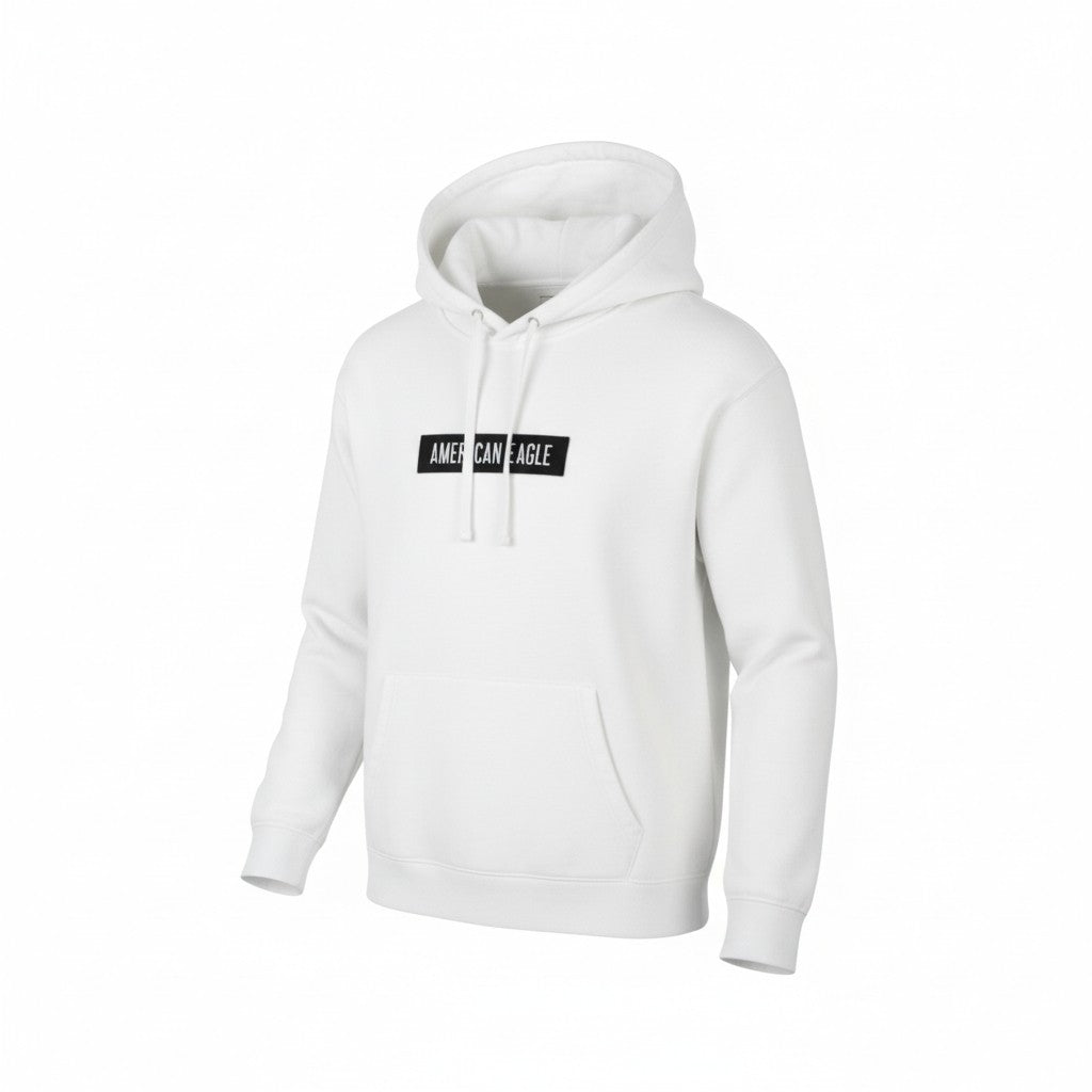 American Eagle Outfitters Men Hoodiewhite Kangaroo Pocket Pull On