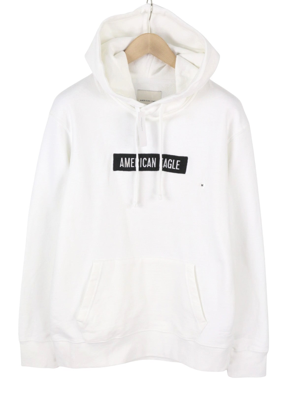American Eagle Outfitters Men Hoodiewhite Kangaroo Pocket Pull On