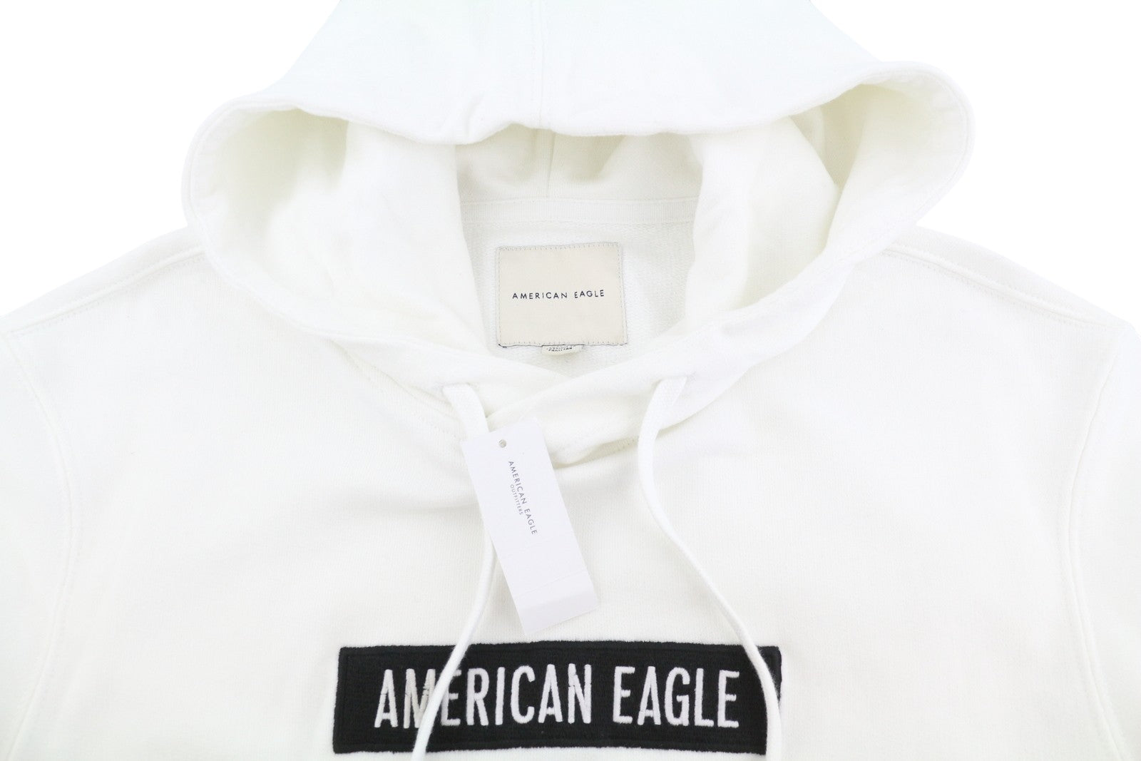 American Eagle Outfitters Men Hoodiewhite Kangaroo Pocket Pull On