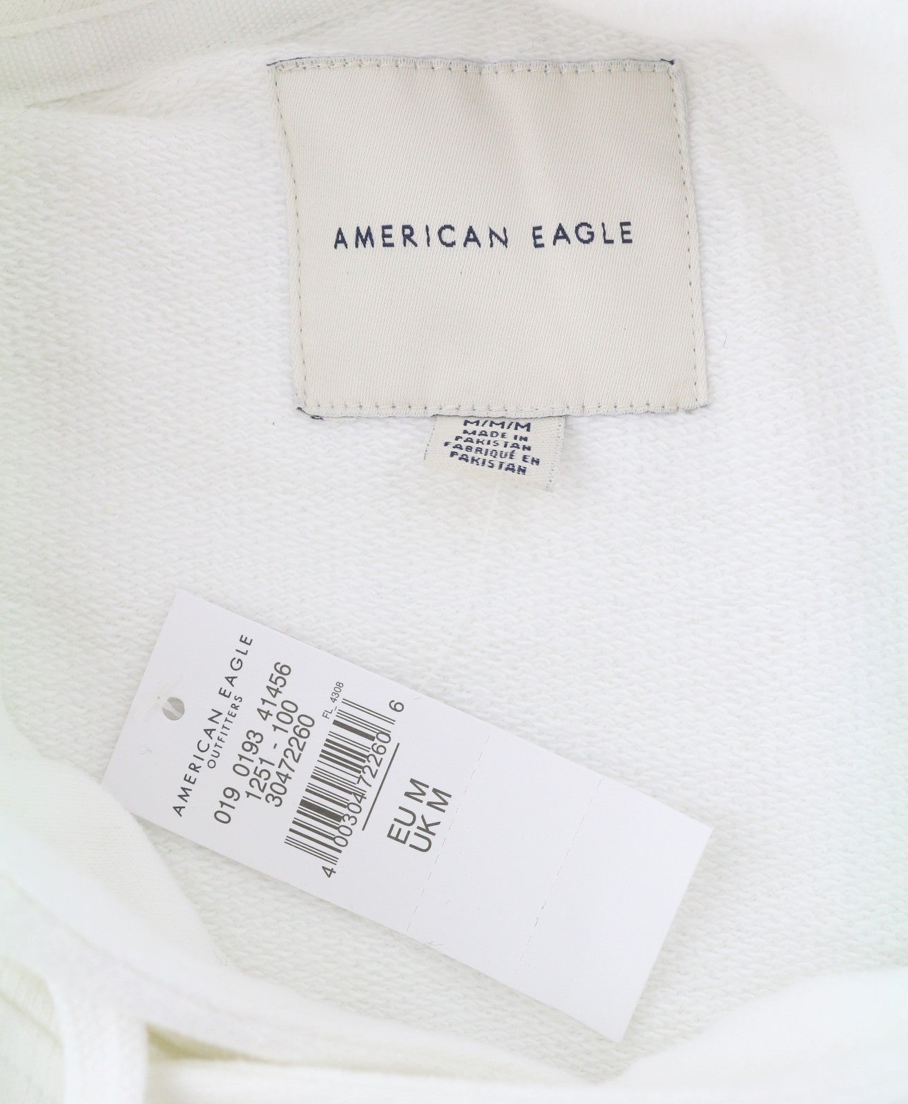 American Eagle Outfitters Men Hoodiewhite Kangaroo Pocket Pull On