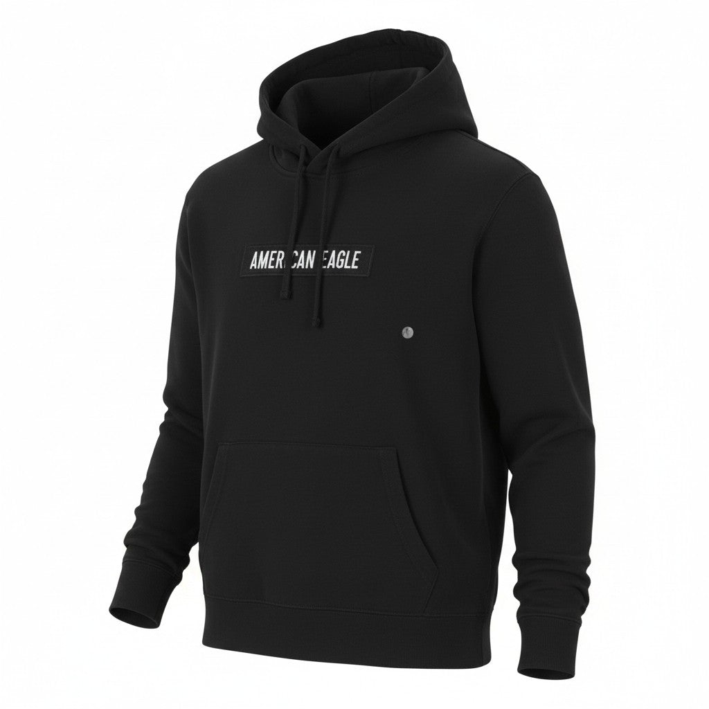 American Eagle Outfitters Men Hoodieblack Kangaroo Pocket Pull On