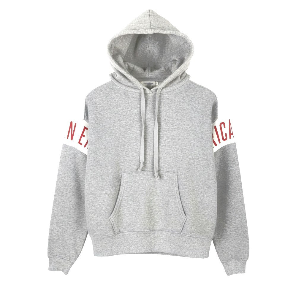 Felpa con cappuccio da donna American Eagle Outfitters, tasca a marsupio grigia melange