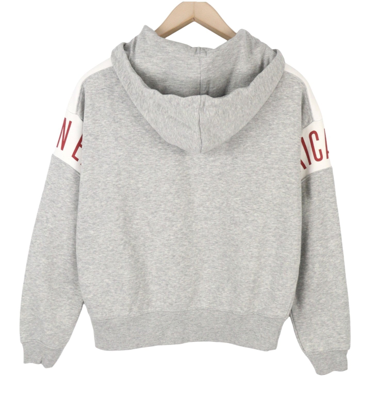Felpa con cappuccio da donna American Eagle Outfitters, tasca a marsupio grigia melange