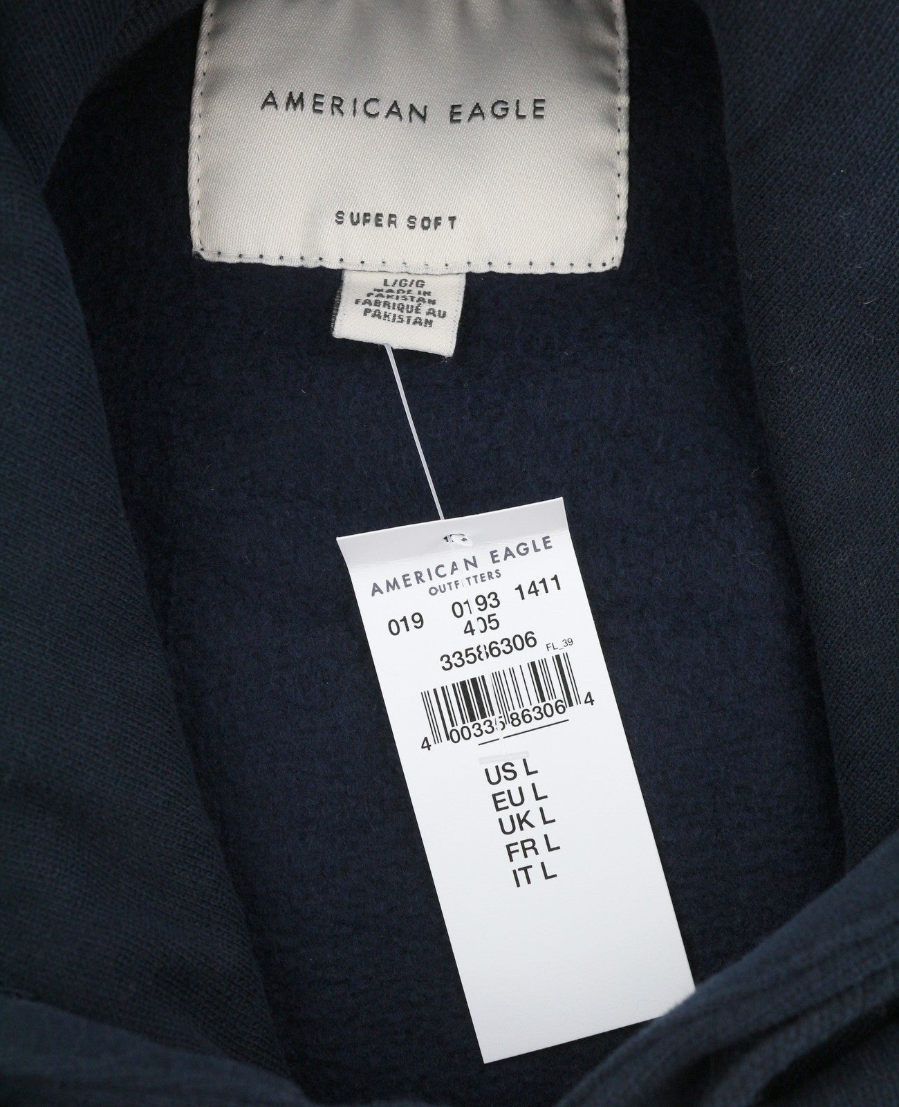 American Eagle Outfitters Men Hoodiedark Blue Kangaroo Pocket Super Soft