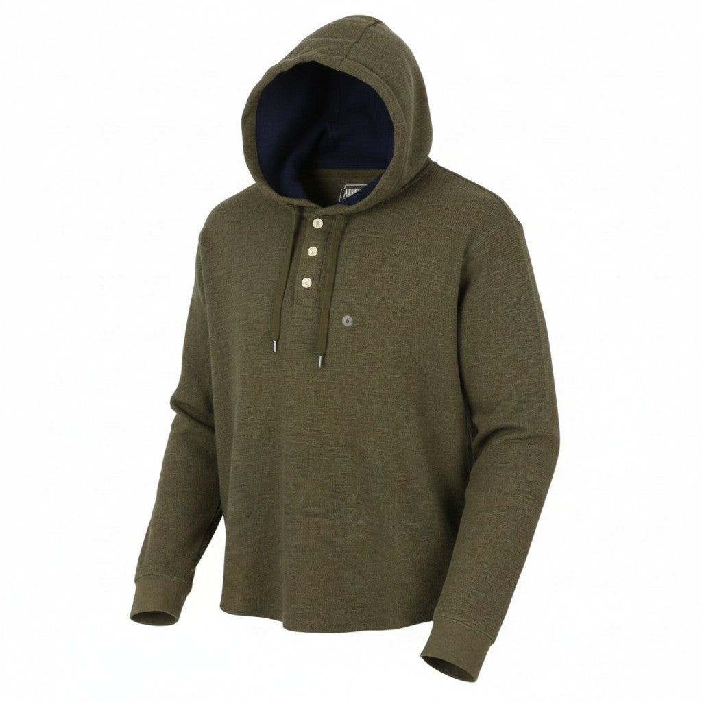 Felpa con cappuccio da uomo American Eagle Outfitters, mezzo bottone verde scuro kaki
