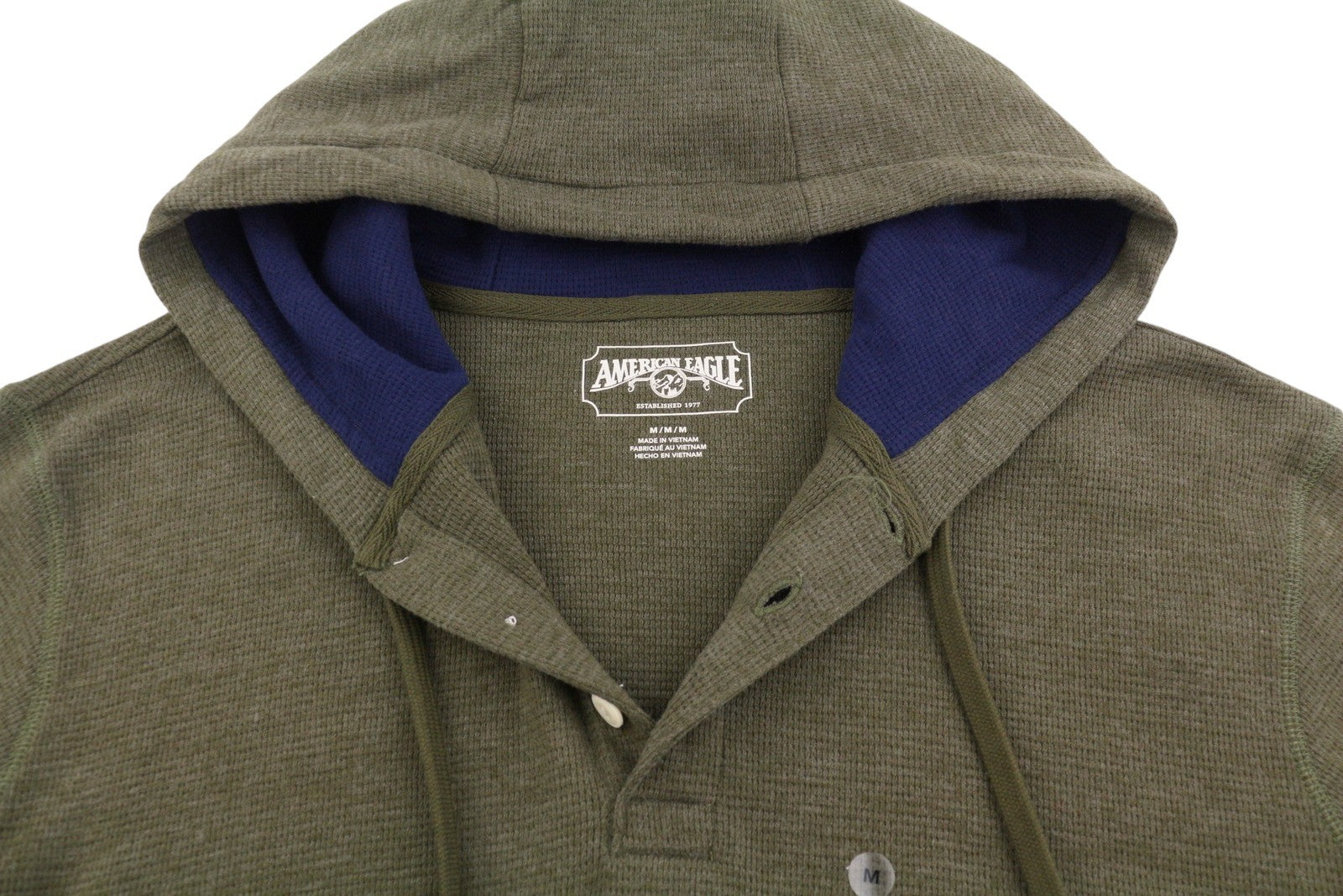 Felpa con cappuccio da uomo American Eagle Outfitters, mezzo bottone verde scuro kaki