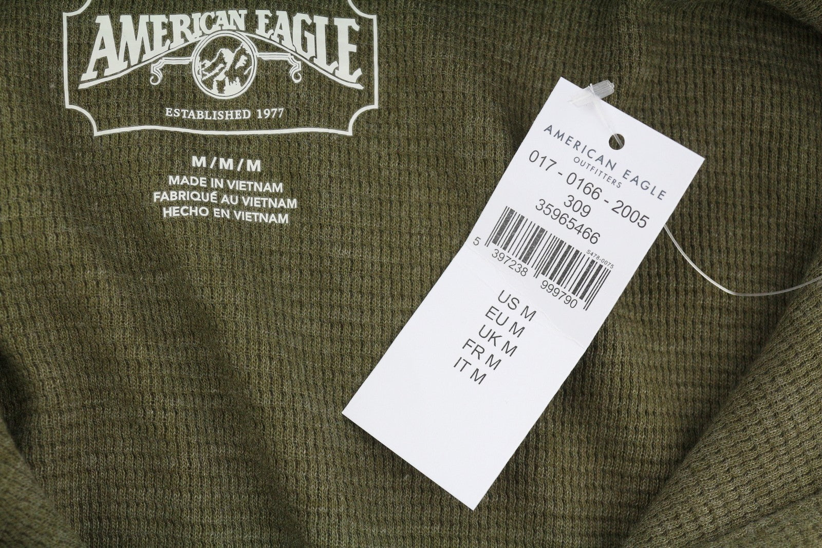 Felpa con cappuccio da uomo American Eagle Outfitters, mezzo bottone verde scuro kaki