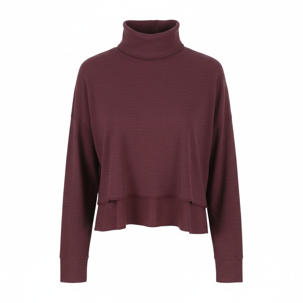 American Eagle Outfitters Damen-Sweatshirt, Burgunderrot, Melange, verkürzt, übergroß
