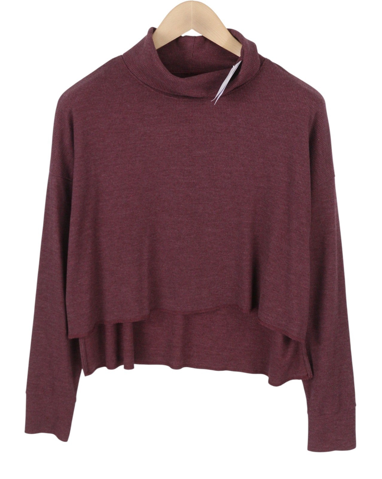 American Eagle Outfitters Damen-Sweatshirt, Burgunderrot, Melange, verkürzt, übergroß