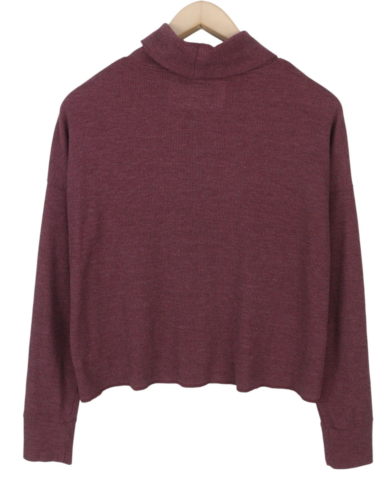 American Eagle Outfitters Damen-Sweatshirt, Burgunderrot, Melange, verkürzt, übergroß