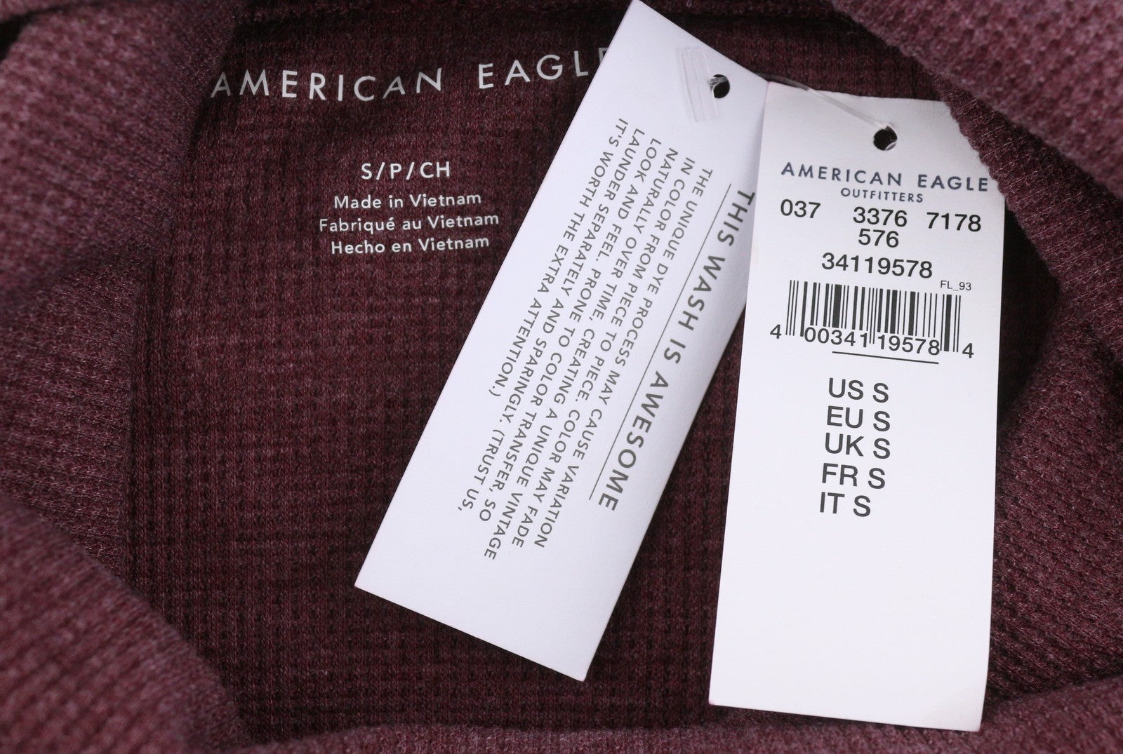 American Eagle Outfitters Damen-Sweatshirt, Burgunderrot, Melange, verkürzt, übergroß