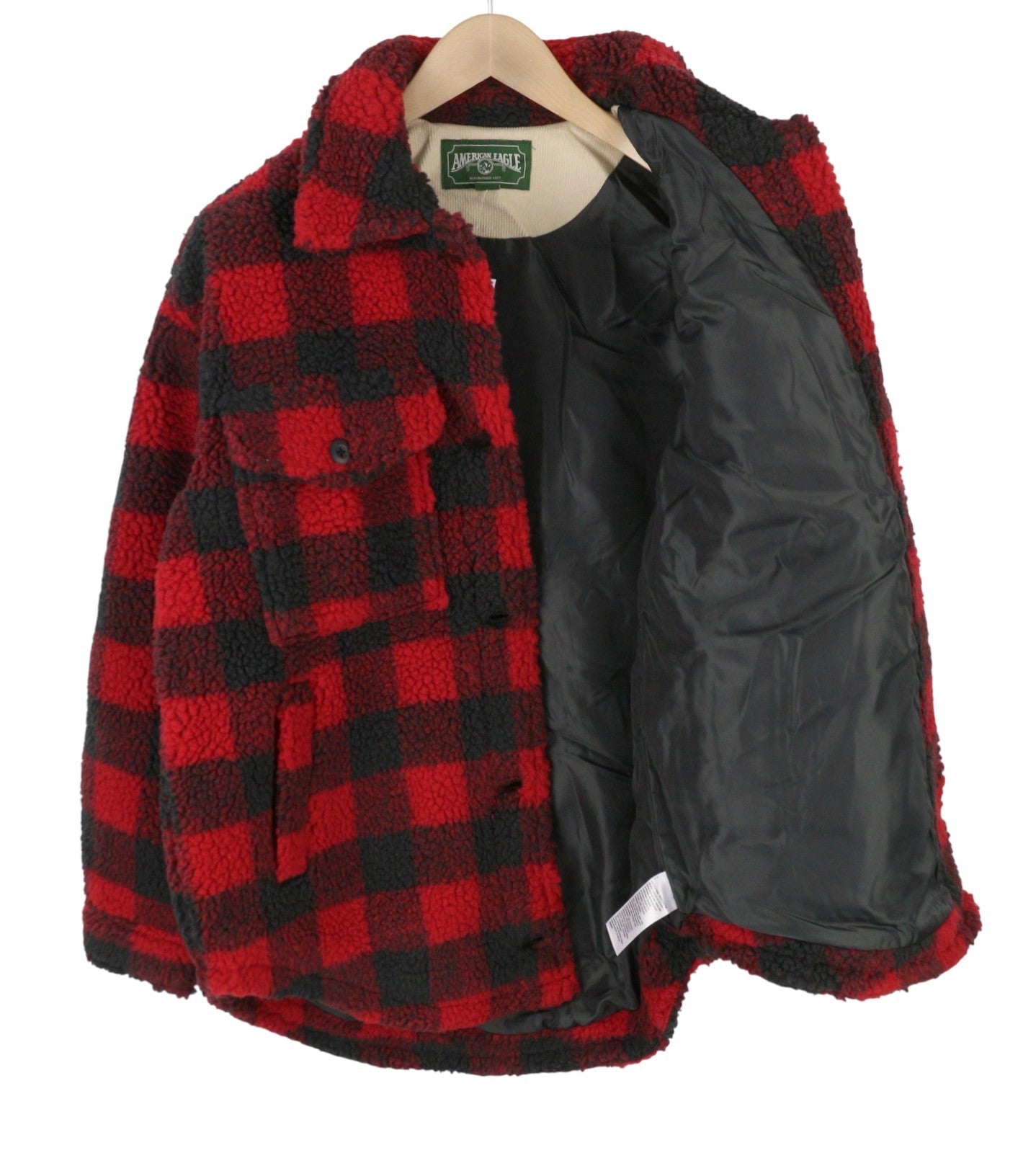 American Eagle Outfitters Giacca da donna morbida con bottoni a quadri rossi