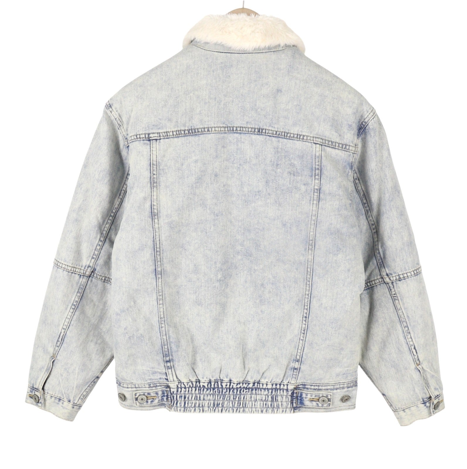 American Eagle Outfitters Damejakkeblå Faded Sherpa Lined Denim Trucker