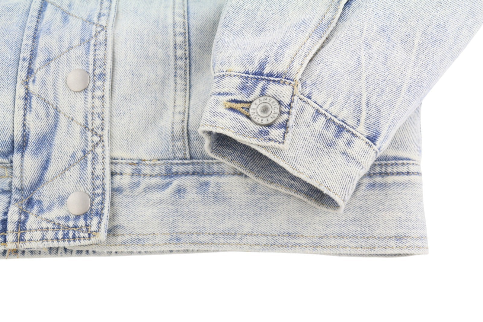 American Eagle Outfitters Damejakkeblå Faded Sherpa Lined Denim Trucker
