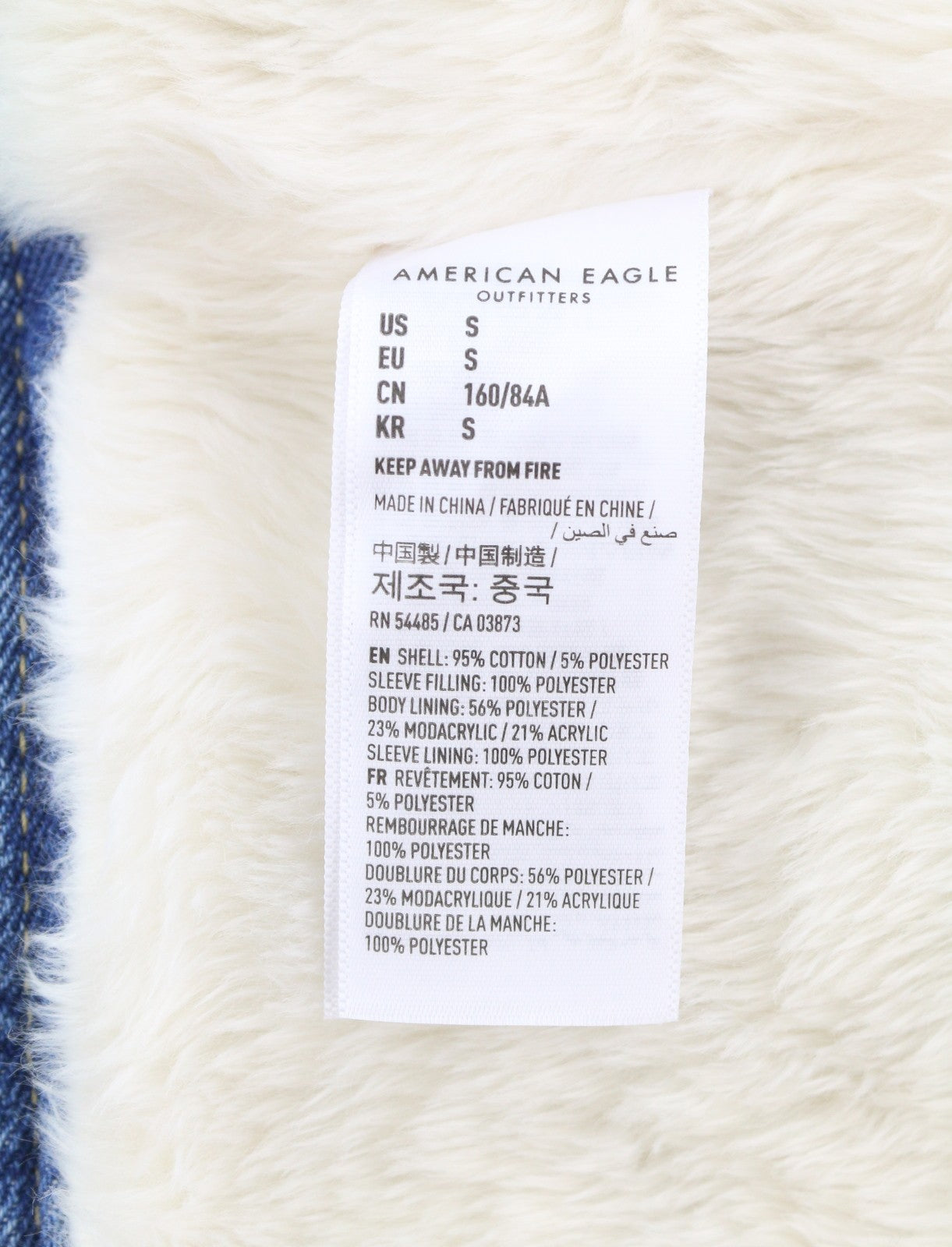 American Eagle Outfitters Damejakkeblå Faded Sherpa Lined Denim Trucker