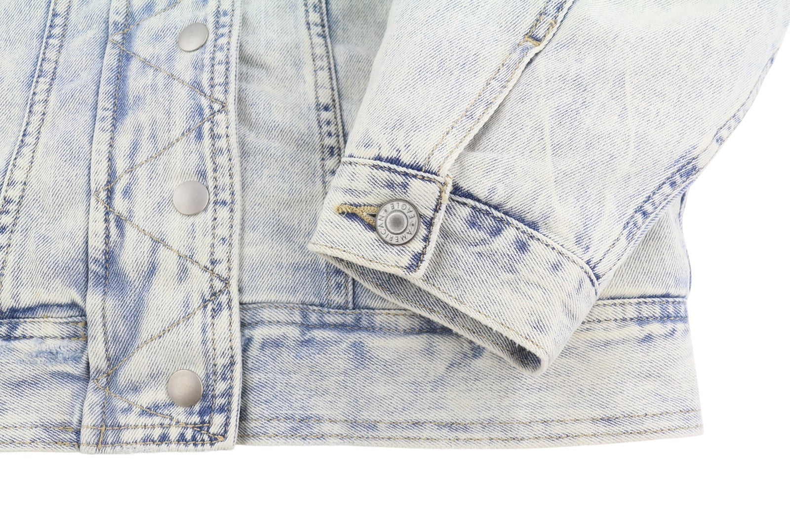 American Eagle Outfitters Women Jacketblue Faded Sherpa Lined Denim Trucker