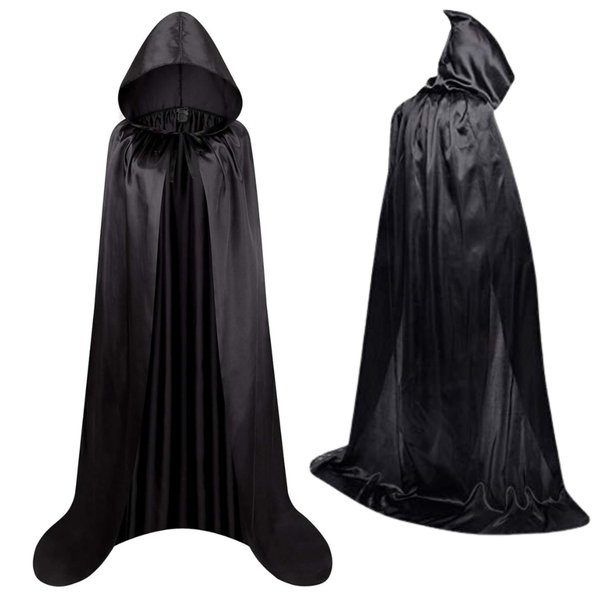 Cape With Hood Carnival Halloween Black 150cm