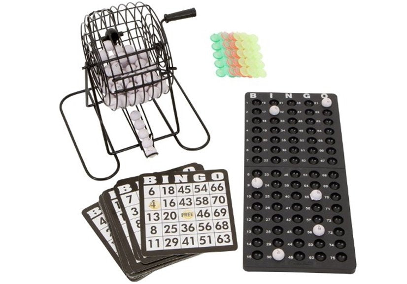 Set da gioco per bingo in metallo Macchina per lotteria con carte riutilizzabili