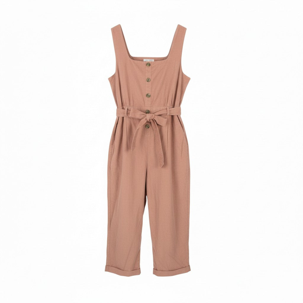 American Eagle Outfitters Tuta da donna in velluto a coste rosa con risvolto corto