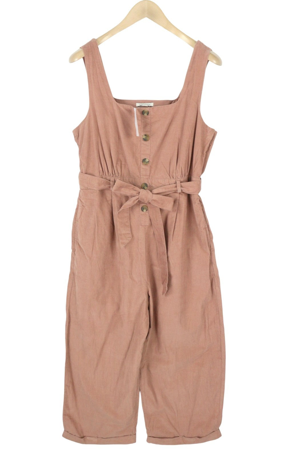 American Eagle Outfitters Tuta da donna in velluto a coste rosa con risvolto corto
