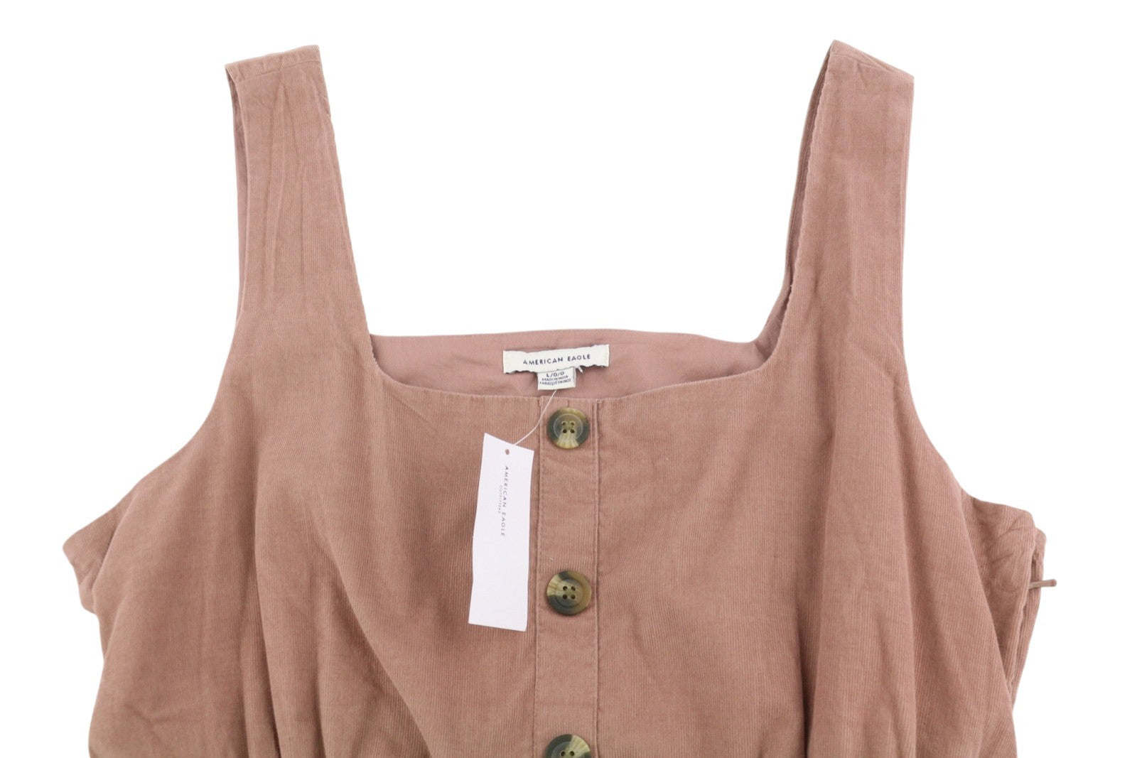 American Eagle Outfitters Tuta da donna in velluto a coste rosa con risvolto corto