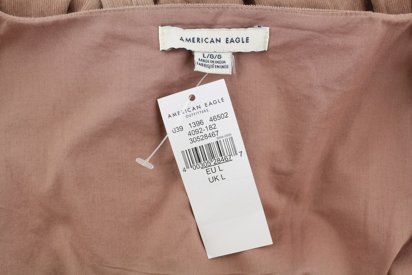 American Eagle Outfitters Tuta da donna in velluto a coste rosa con risvolto corto