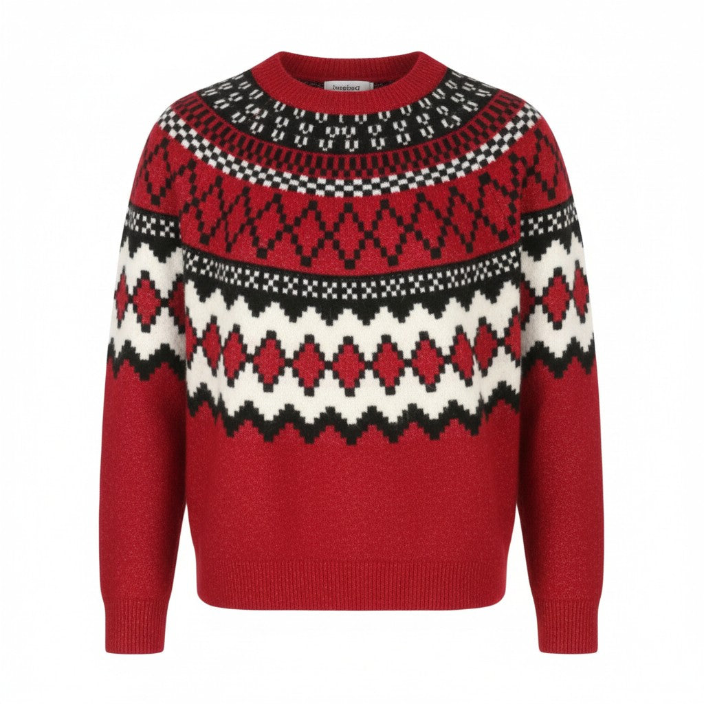 Desigual Jers Buddy Women Jumpered Vzorovaný Mock Neck Knit Pull On