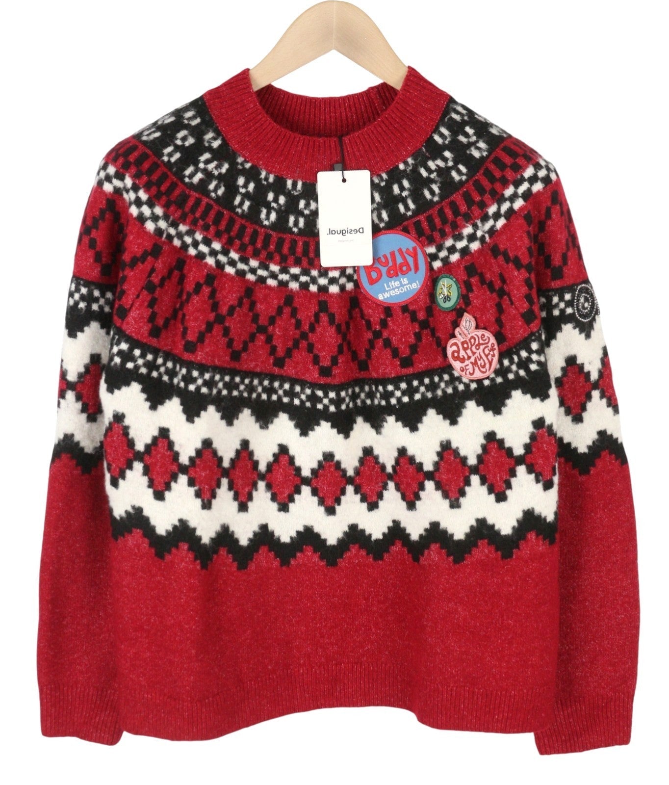 Desigual Jers Buddy Women Jumpered Vzorovaný Mock Neck Knit Pull On