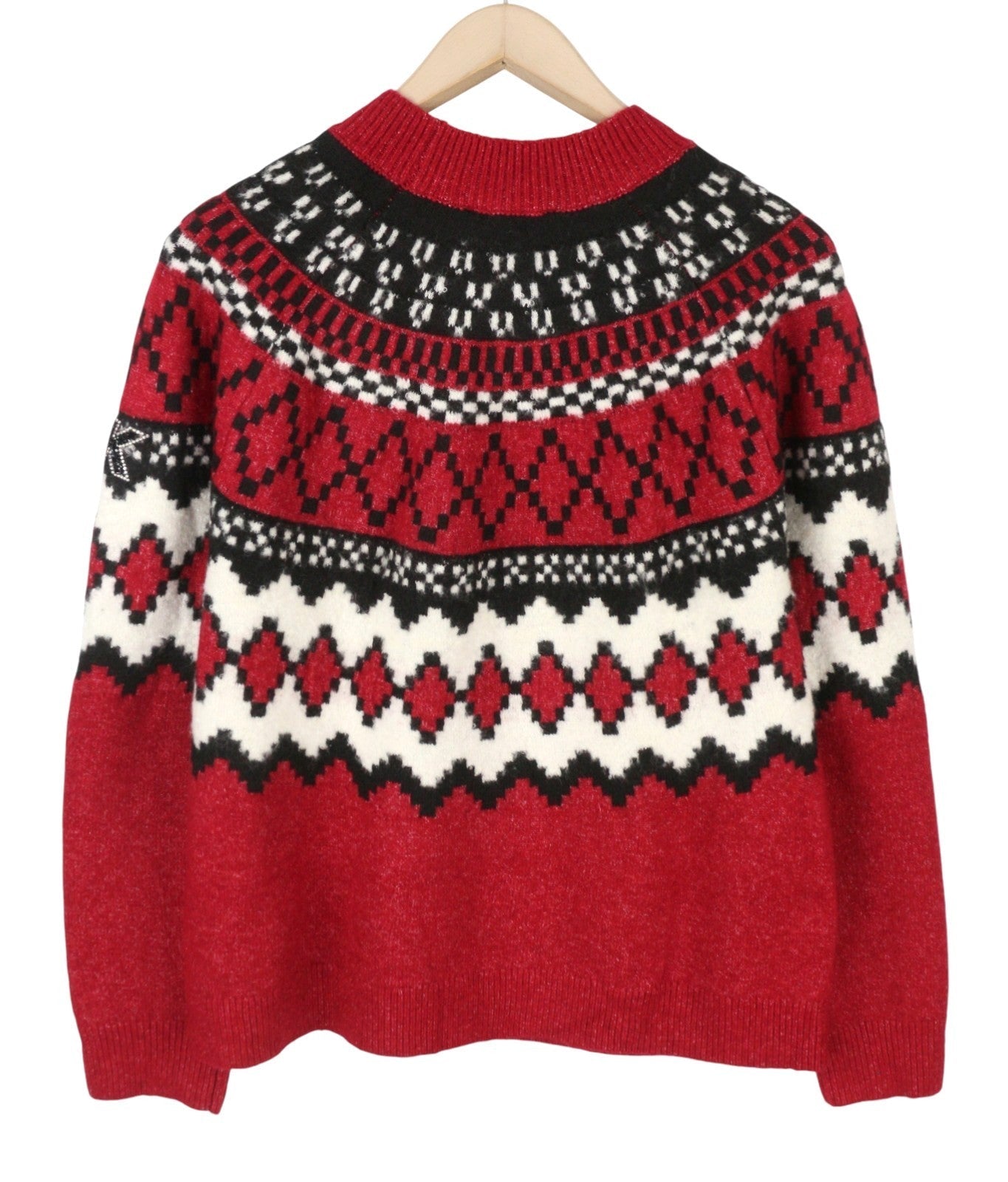 Desigual Jers Buddy Women Jumperred Patterned Mock Neck Knit Pull On