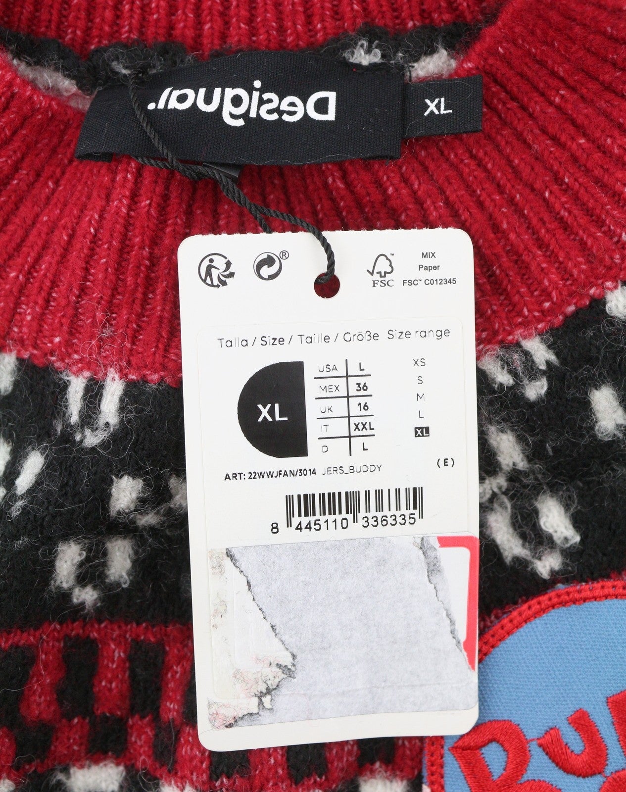 Desigual Jers Buddy Women Jumperred Patterned Mock Neck Knit Pull On
