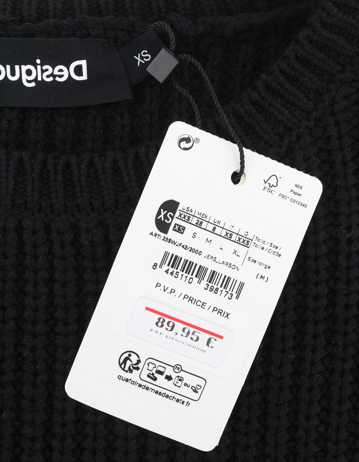 Desigual Jers Larson Damestrui Zwart geborduurd bloemengebreid oversized
