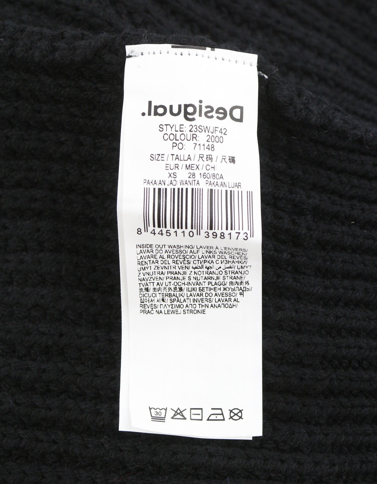 Desigual Jers Larson Damestrui Zwart geborduurd bloemengebreid oversized