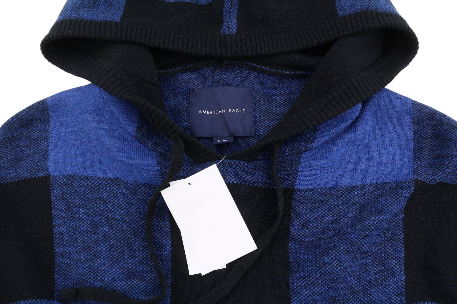 American Eagle Outfitters heren trui met blauwe ruit gebreide kangoeroezak