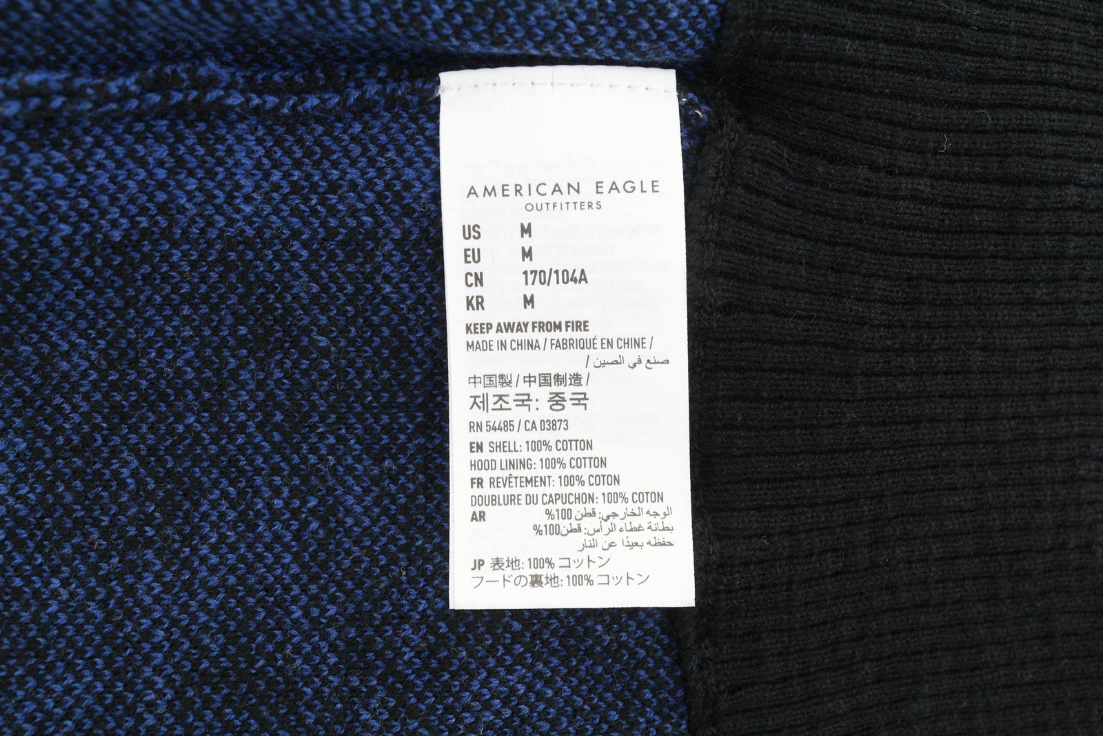 American Eagle Outfitters heren trui met blauwe ruit gebreide kangoeroezak