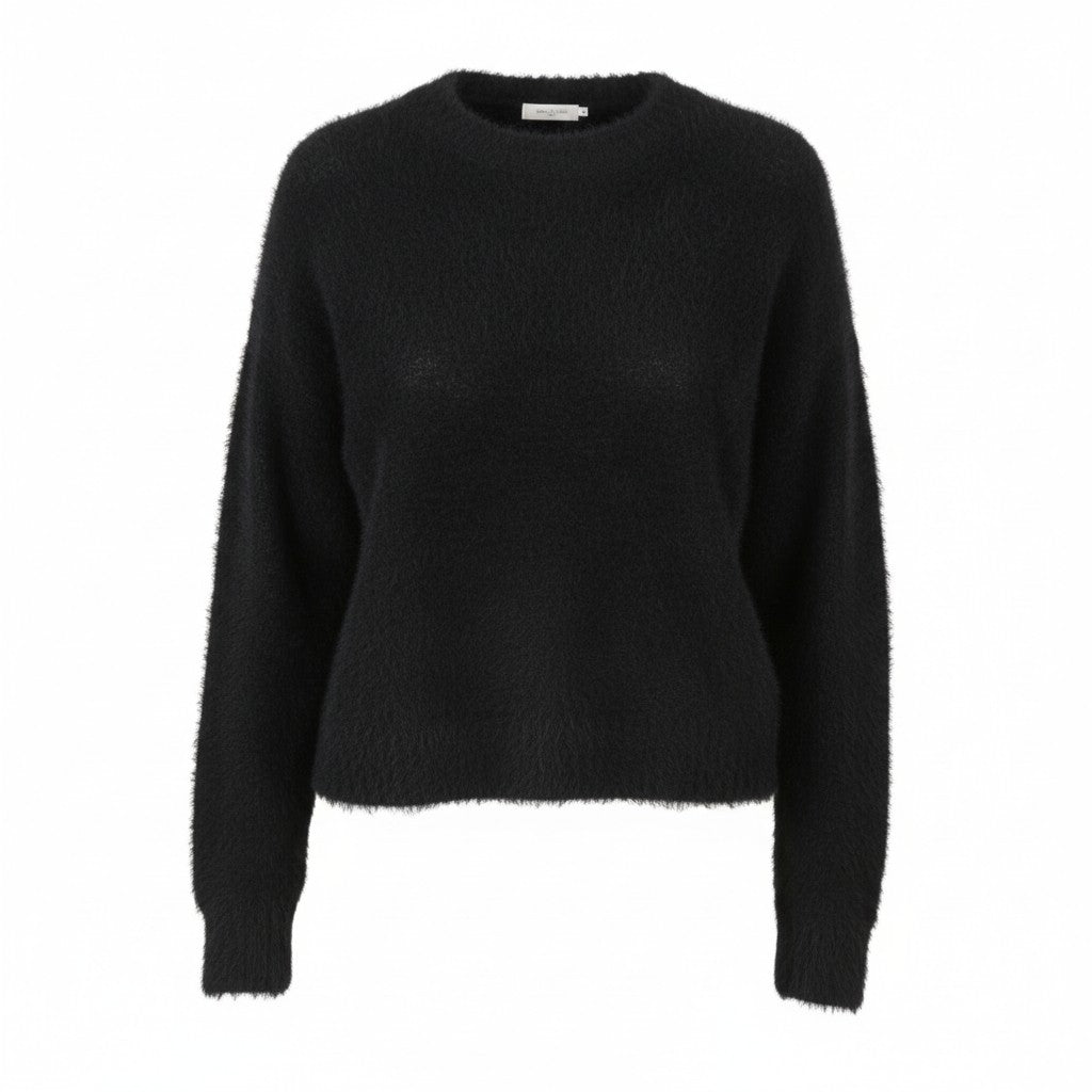 American Eagle Outfitters Women Jumperblack Fuzzy Knit Oversized Cropped