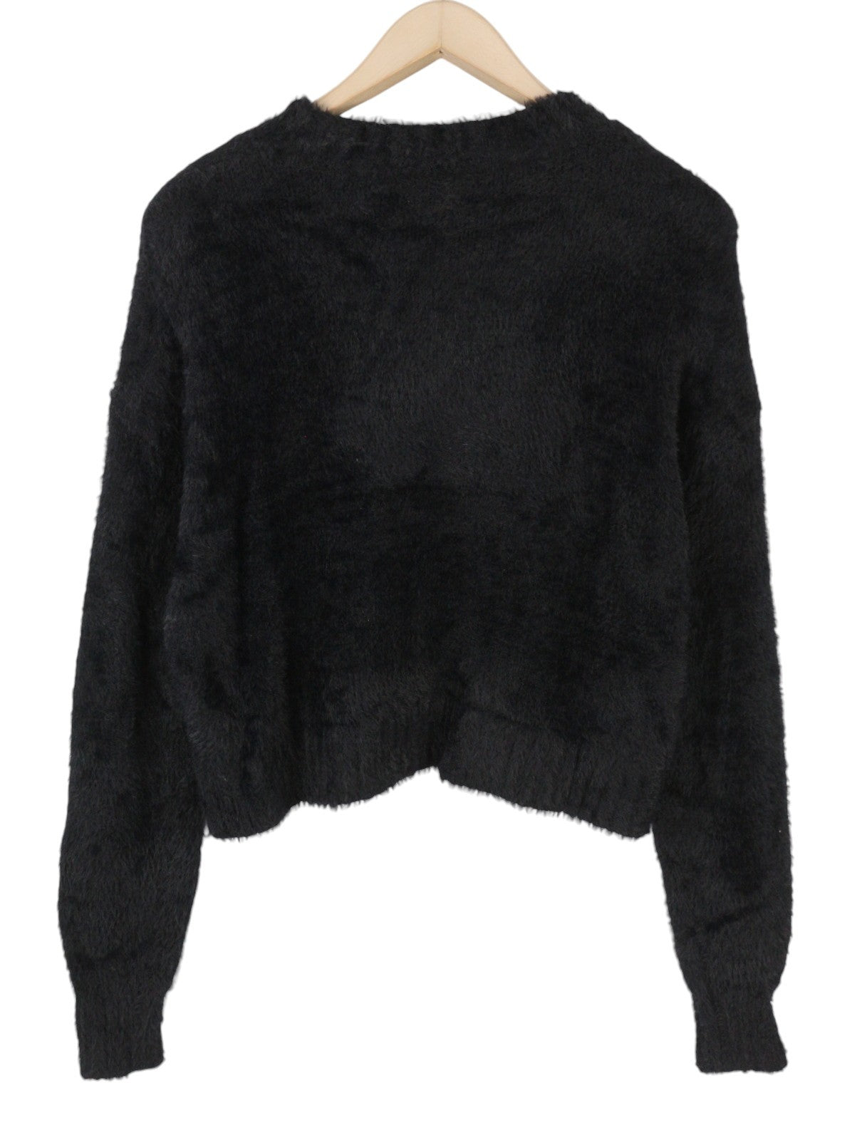 American Eagle Outfitters Women Jumperblack Fuzzy Knit Oversized Cropped
