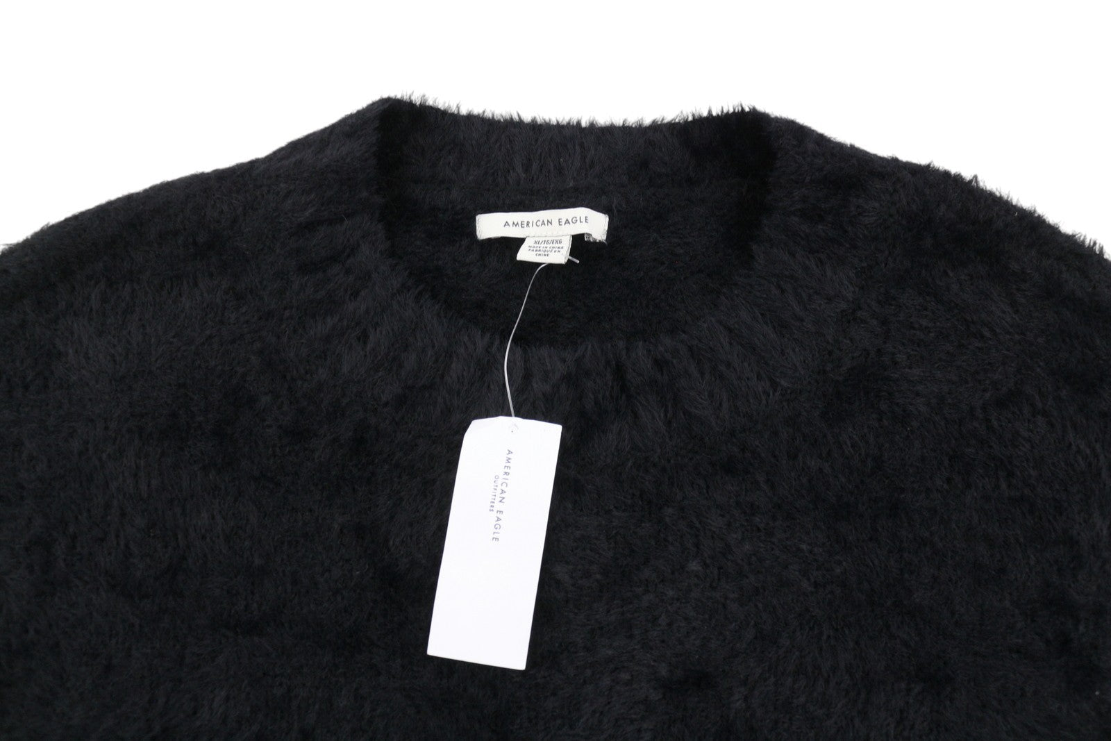 American Eagle Outfitters Women Jumperblack Fuzzy Knit Oversized Cropped