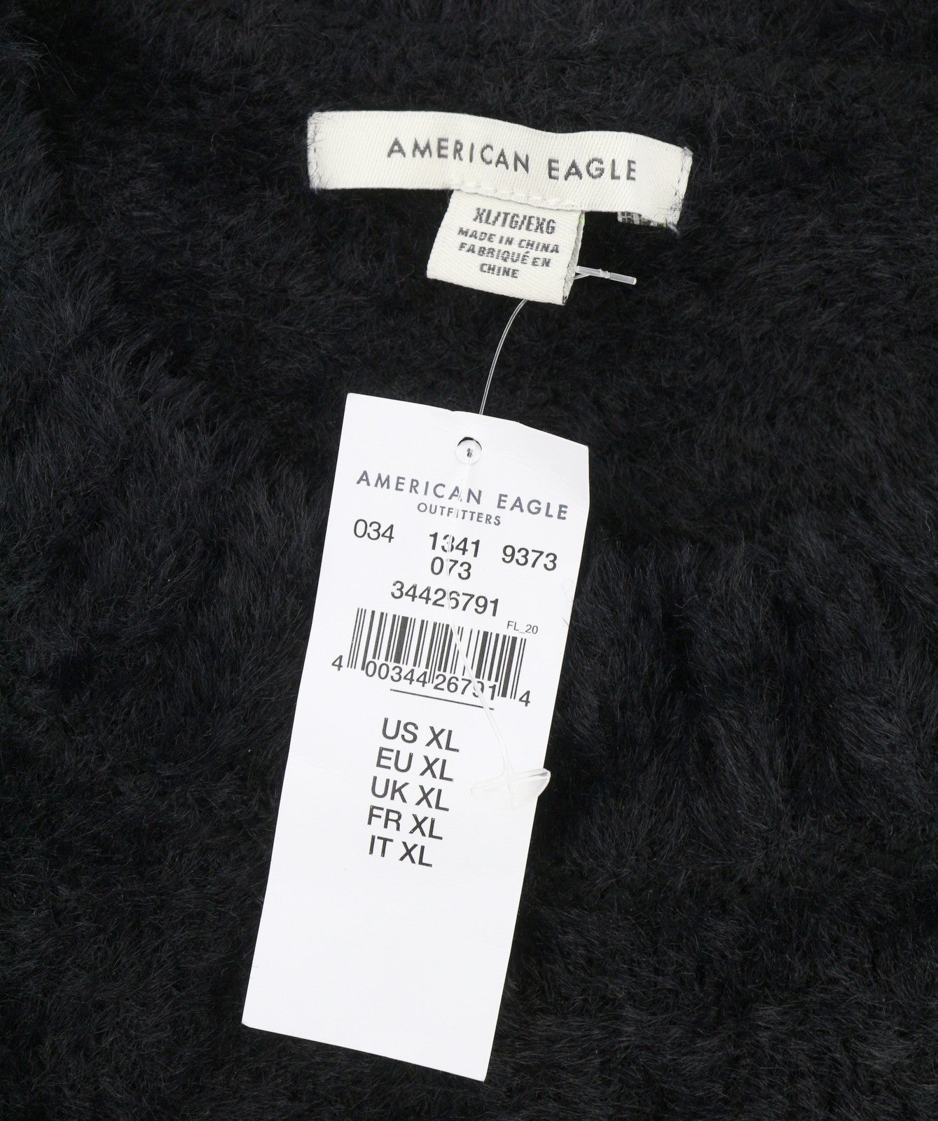 American Eagle Outfitters Women Jumperblack Fuzzy Knit Oversized Cropped