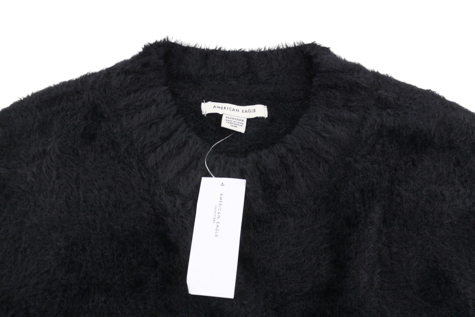 American Eagle Outfitters Women Jumperblack Fuzzy Knit Oversized Cropped