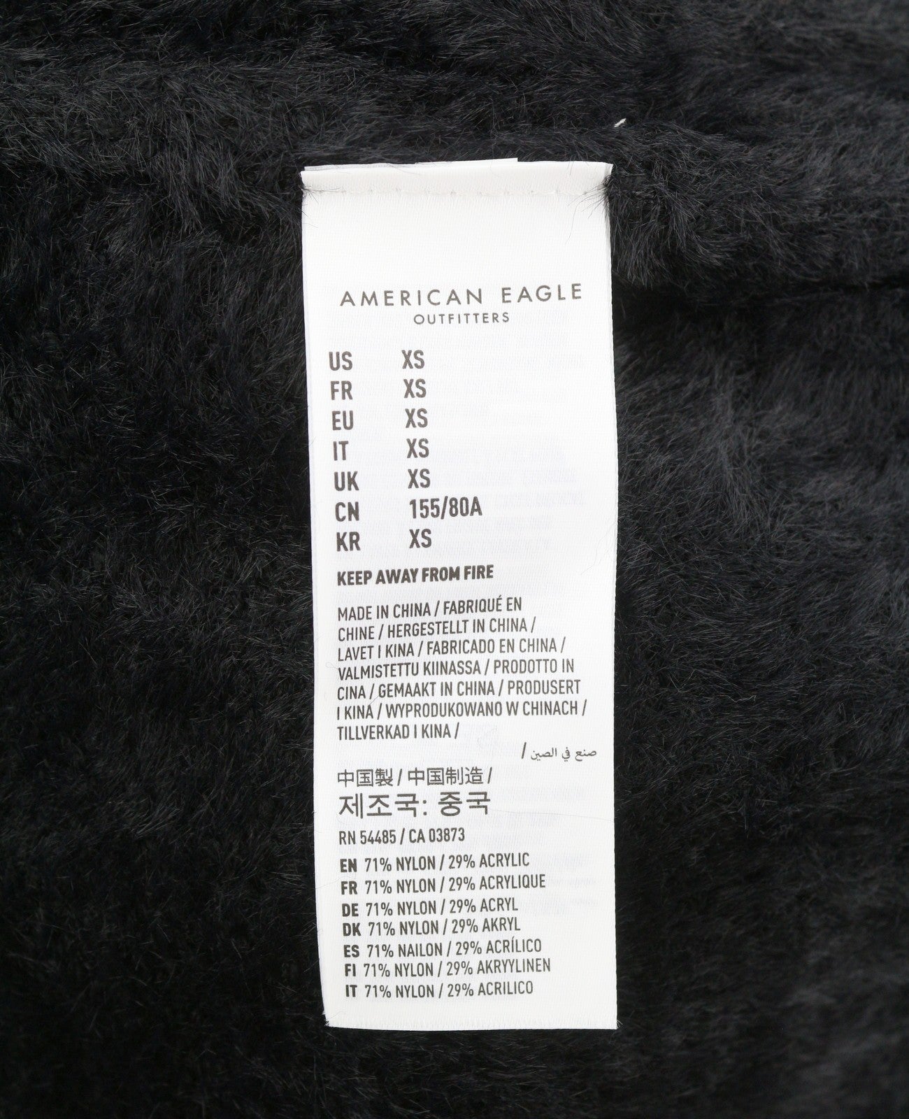American Eagle Outfitters Women Jumperblack Fuzzy Knit Oversized Cropped