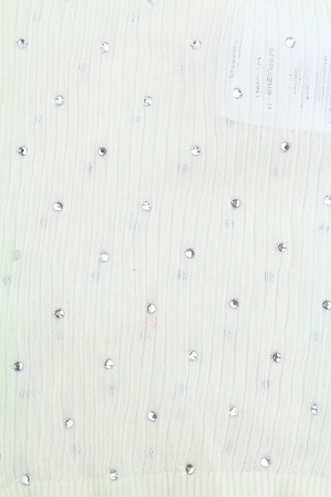 Sandro Dame Bluse 0white Sheer Transparent Rhinestones Langærmet
