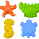 Sea Sand Molds 4 Pieces Crab Turtle Starfish Horse Yellow Green